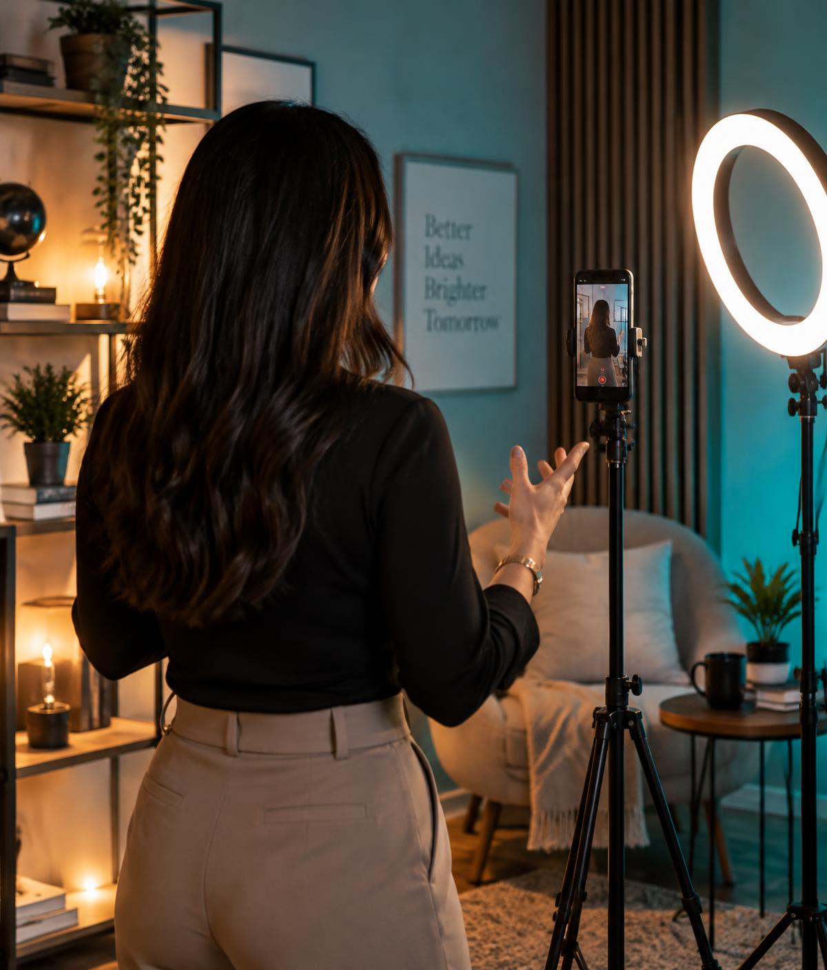 An expert recording a short video for social media